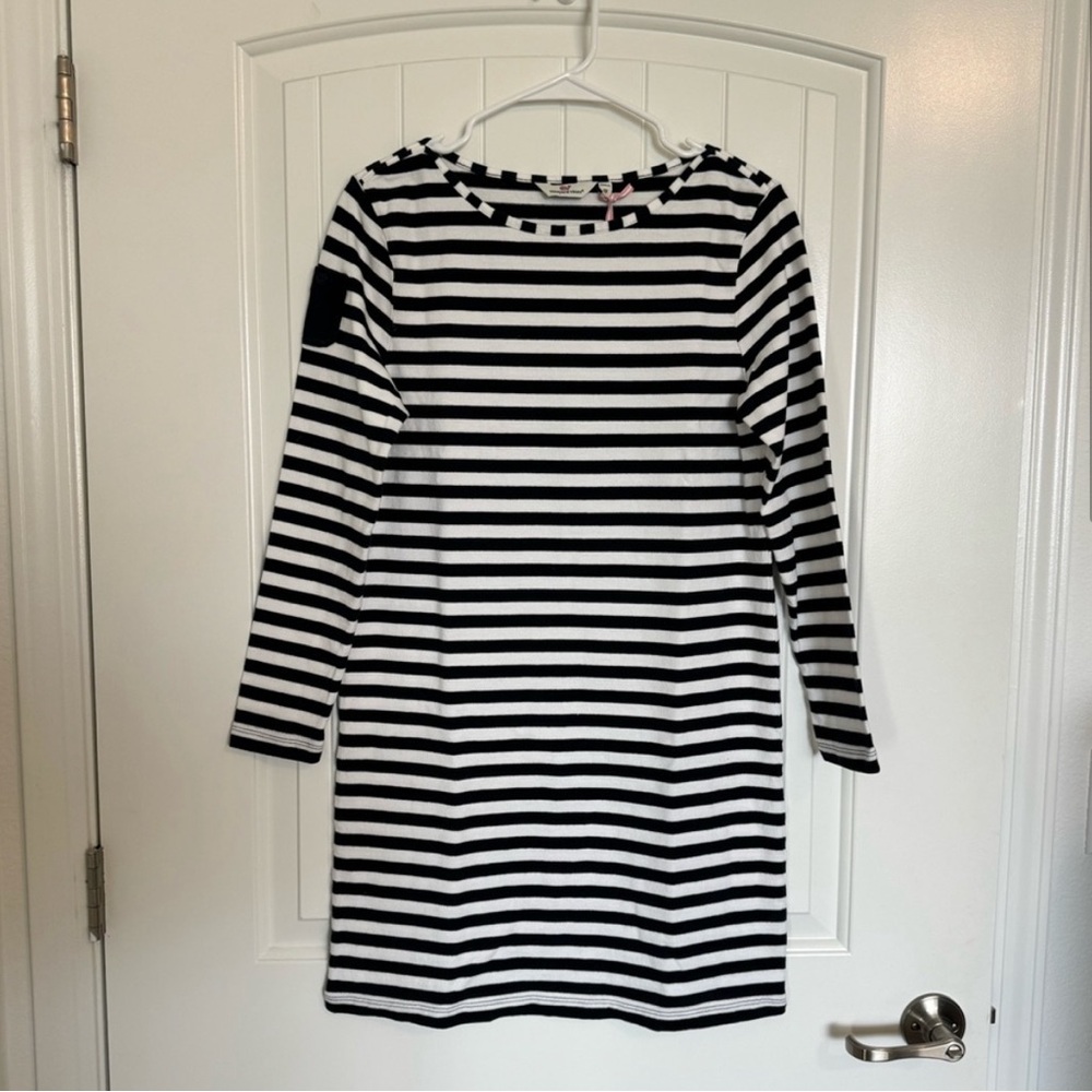 Vineyard Vines Blue & White Striped Cotton Long Sleeve Dress Size Xs